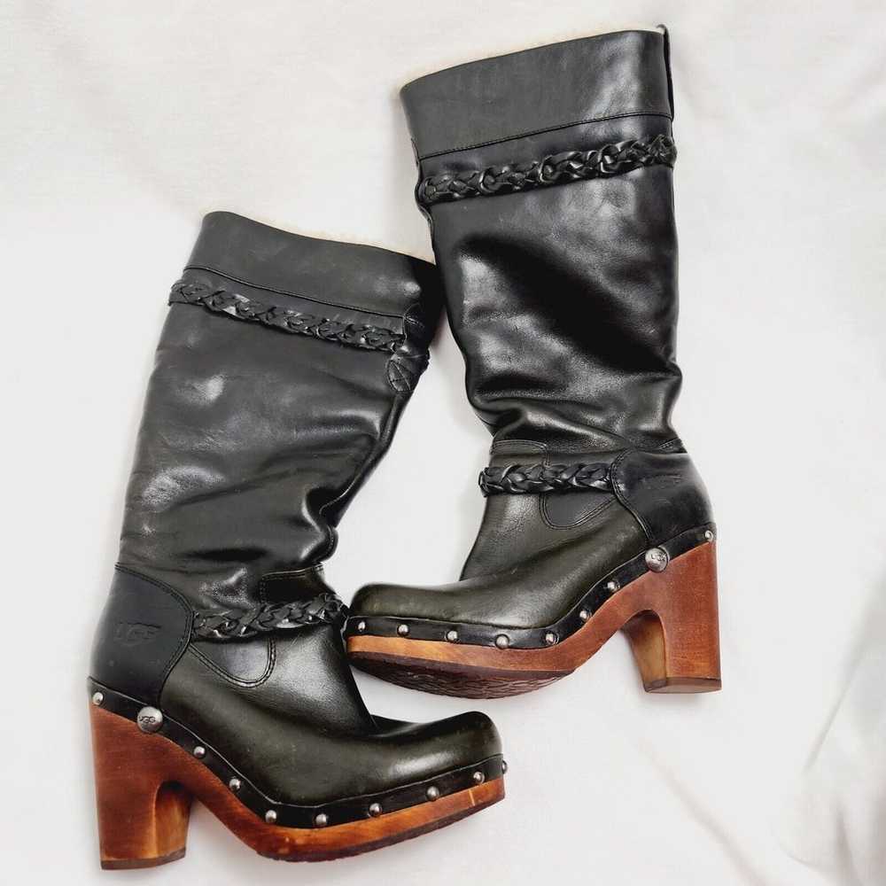 Ugg Australia Savanna Black Leather Studded Knee … - image 2