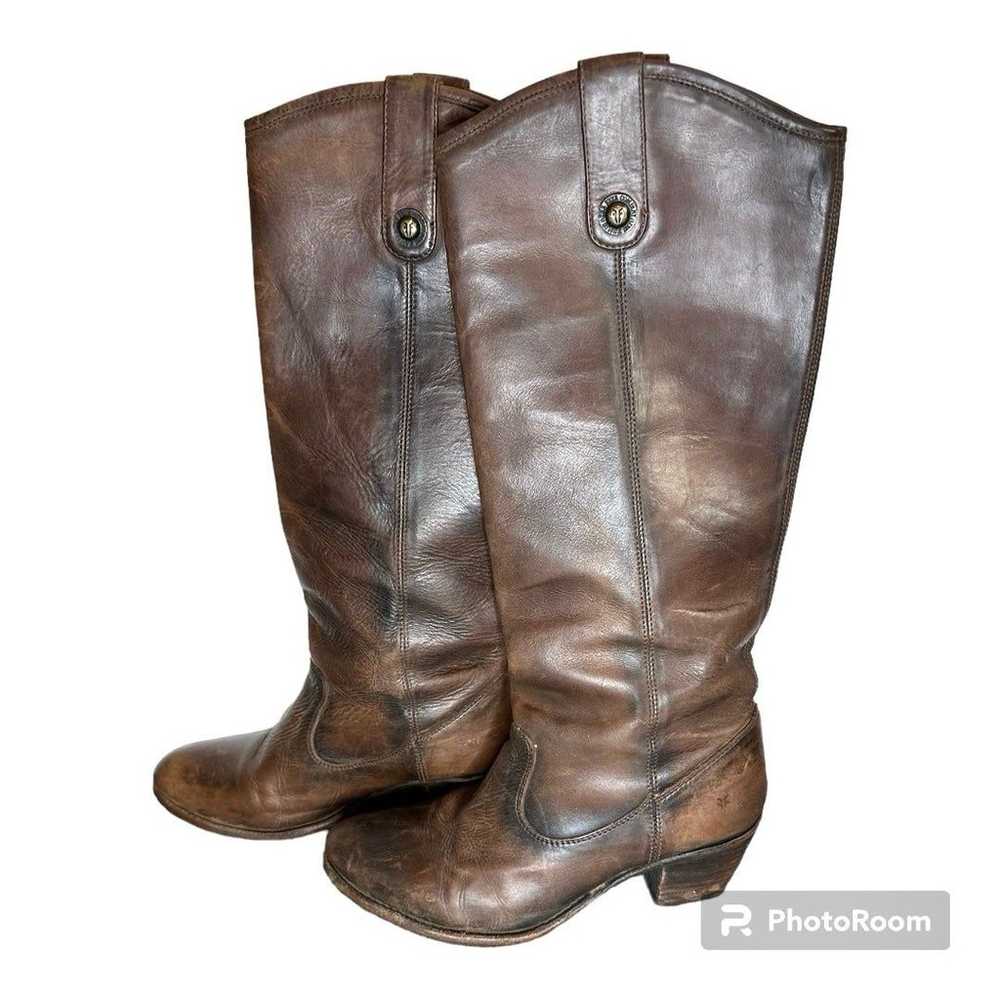 Frye Jackie Button Riding Boots, Brown Leather, W… - image 1