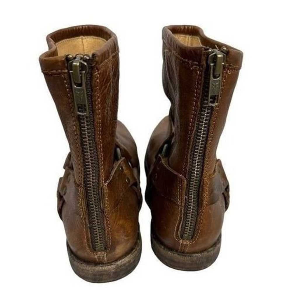 Frye Philip Harness Brown Leather Short Boots - S… - image 3