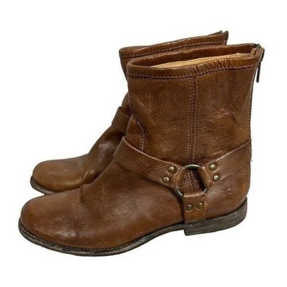 Frye Philip Harness Brown Leather Short Boots - S… - image 4