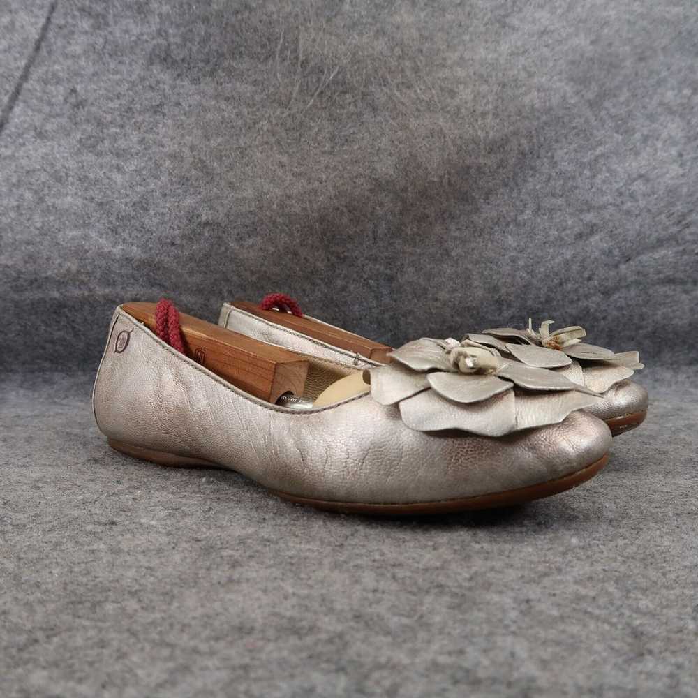 Born Shoes Womens 6 Ballet Flats Flower Metallic … - image 1