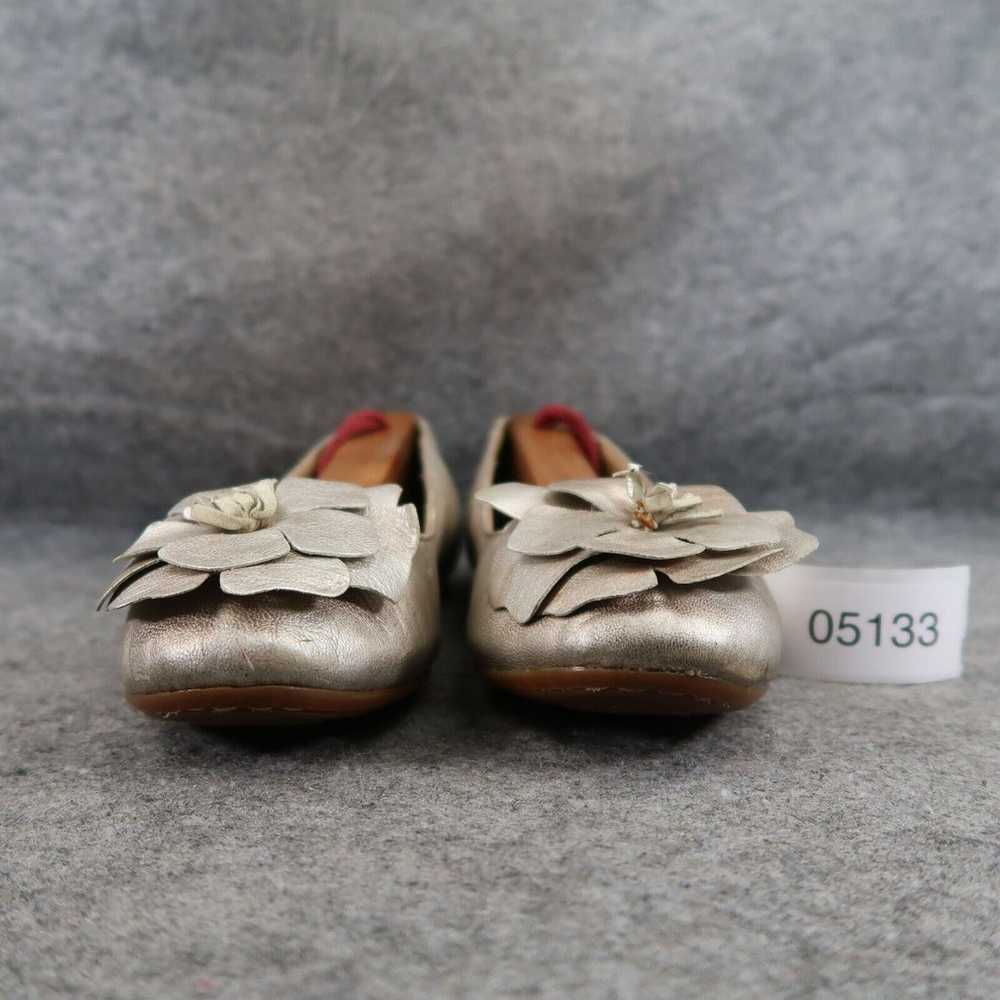 Born Shoes Womens 6 Ballet Flats Flower Metallic … - image 2