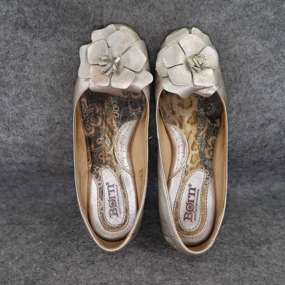 Born Shoes Womens 6 Ballet Flats Flower Metallic … - image 6