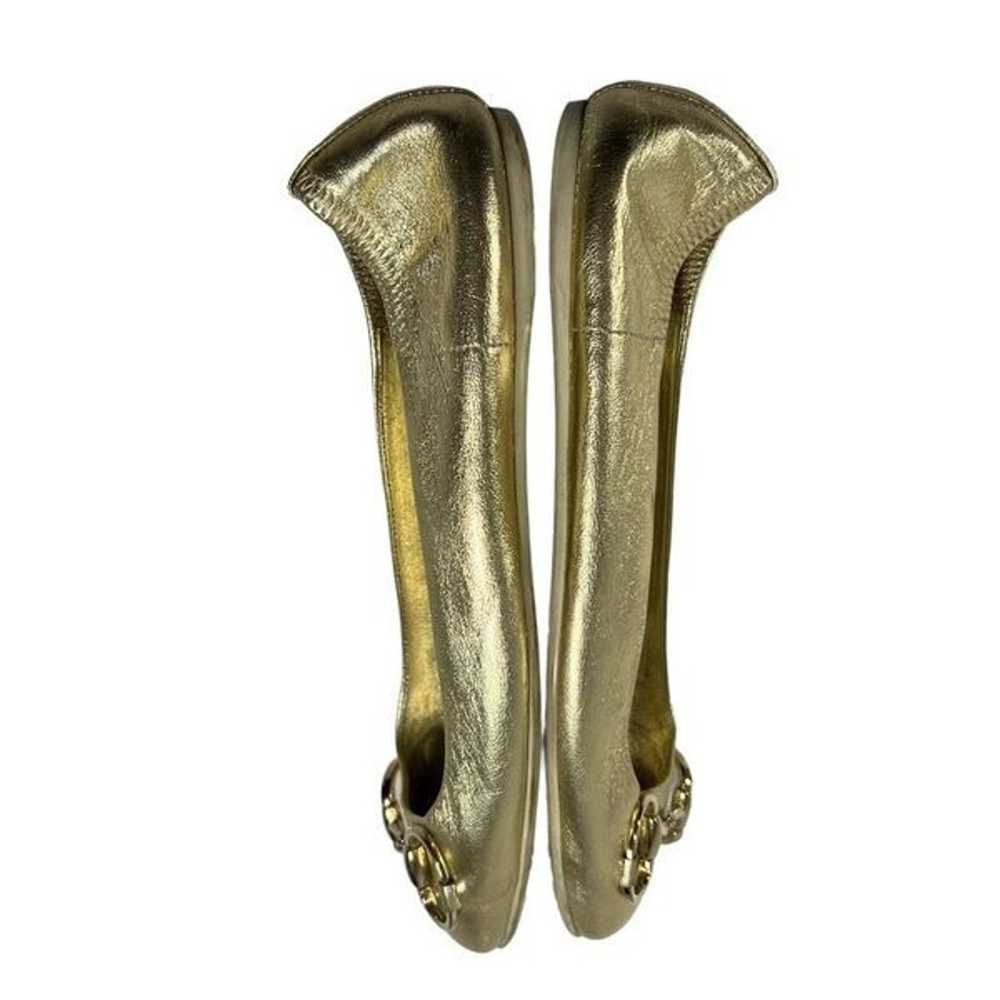 Gucci Sz6 Gold Metallic Horsebit Buckle Ballerina… - image 7