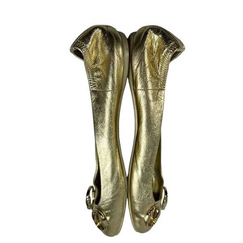 Gucci Sz6 Gold Metallic Horsebit Buckle Ballerina… - image 8