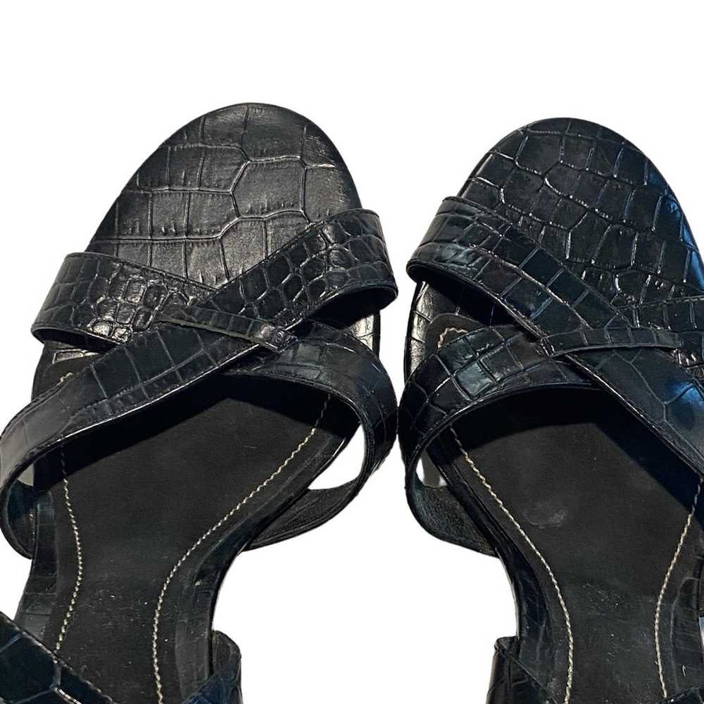Ralph Lauren JENA Black Leather Open Toe Heels Wo… - image 3