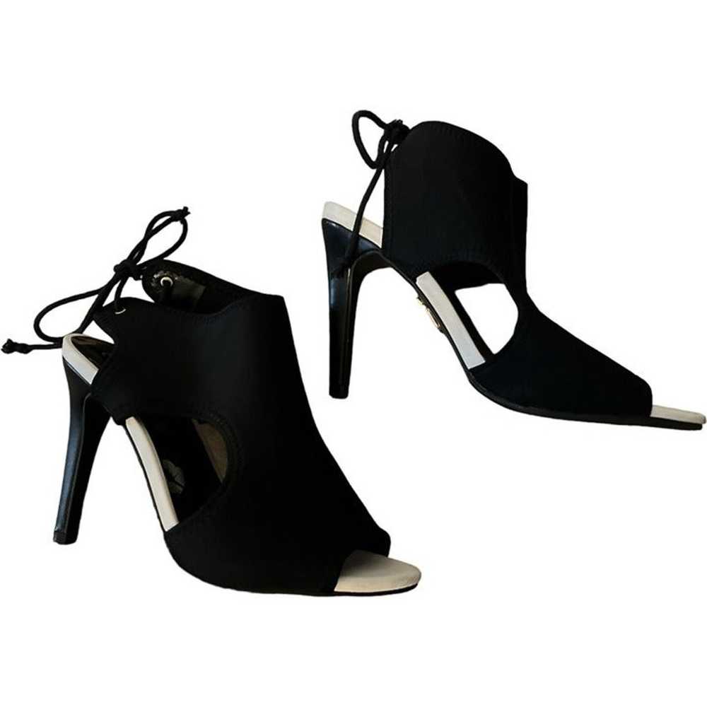 Juicy Couture Black/WHITE  Tie Back Heels SZ 6.5 - image 2