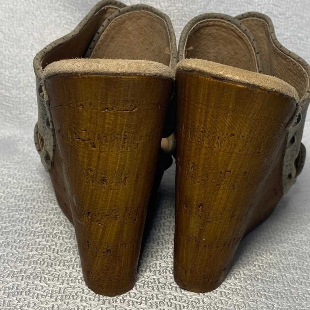 Sbicca khaki Suede Leather Stud Platform Sandals … - image 4