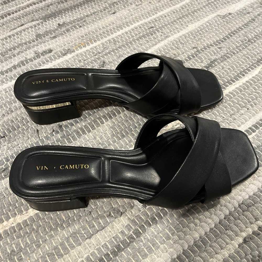Vince Camuto Black Leather Sandals with Gold Deta… - image 2