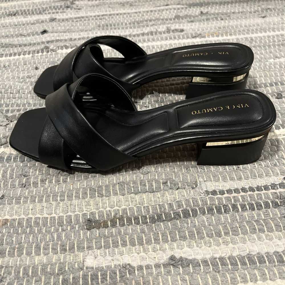 Vince Camuto Black Leather Sandals with Gold Deta… - image 3