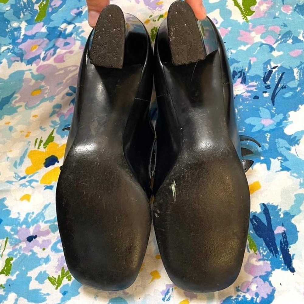 1960s loafer pilgrim style black heels with gold … - image 4