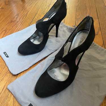 MIU MIU shoes - black suede round toe pumps - image 1
