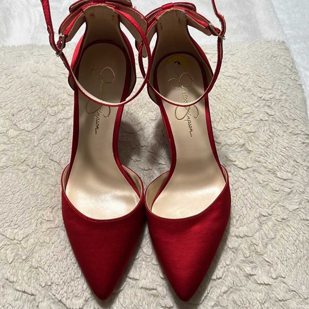 NWOB Jessica Simpson Lana Satin Red Heels - image 2