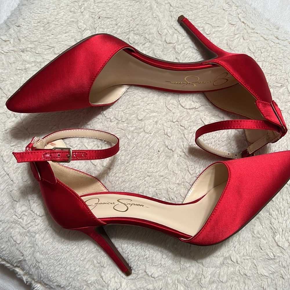 NWOB Jessica Simpson Lana Satin Red Heels - image 4