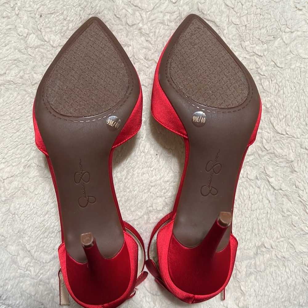 NWOB Jessica Simpson Lana Satin Red Heels - image 5