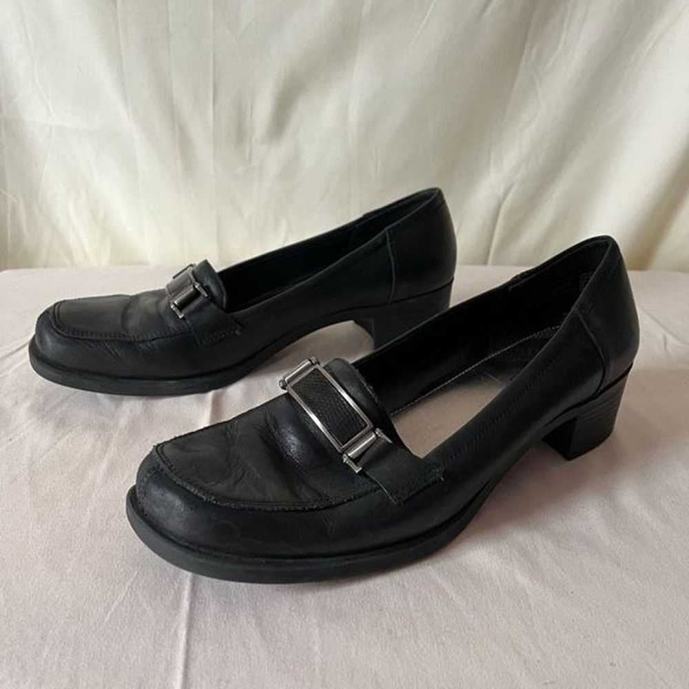 Vintage 90s Y2K Buckle Loafer Heeled Shoes Slip O… - image 8