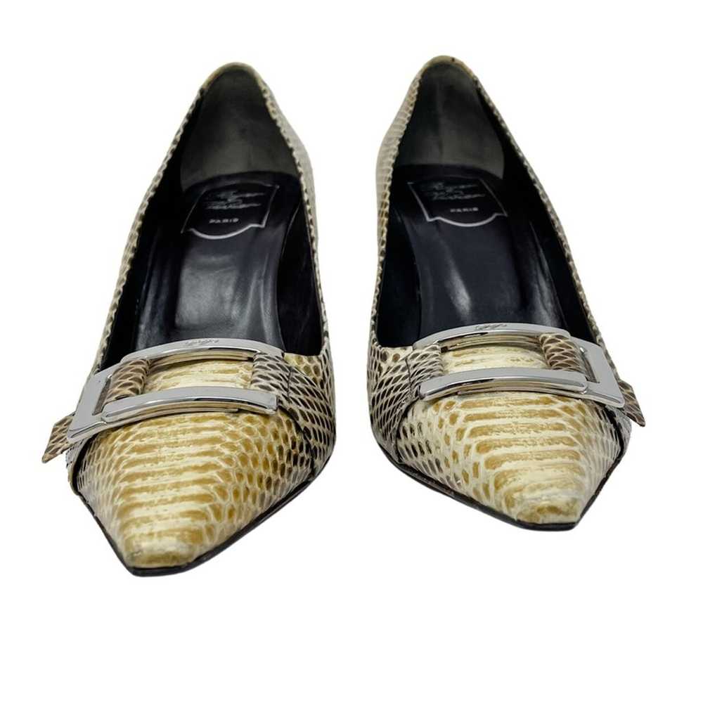 Roger Vivier Neutral Python Silver Buckle Point T… - image 2
