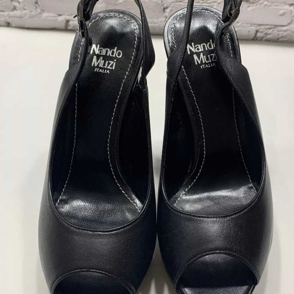 Nando muzi women’s Italian leather open toe block… - image 4