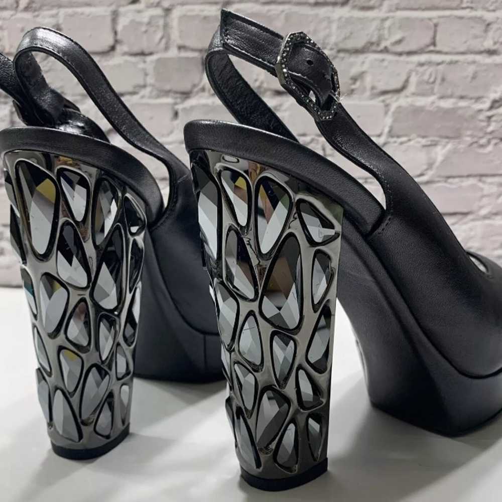 Nando muzi women’s Italian leather open toe block… - image 8