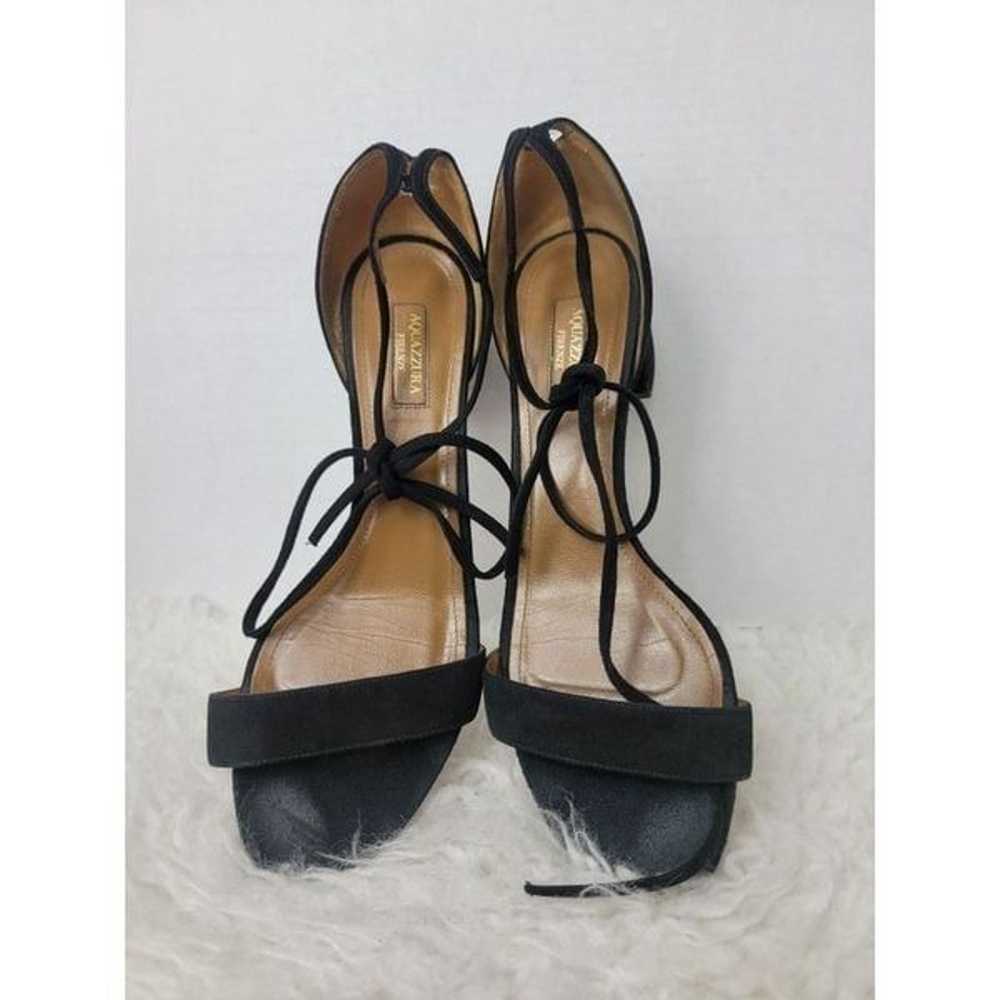 Aquazzura Womens Shoe Size 10.5 Black Suede Lace … - image 7