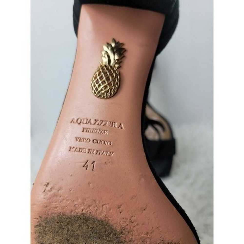 Aquazzura Womens Shoe Size 10.5 Black Suede Lace … - image 8