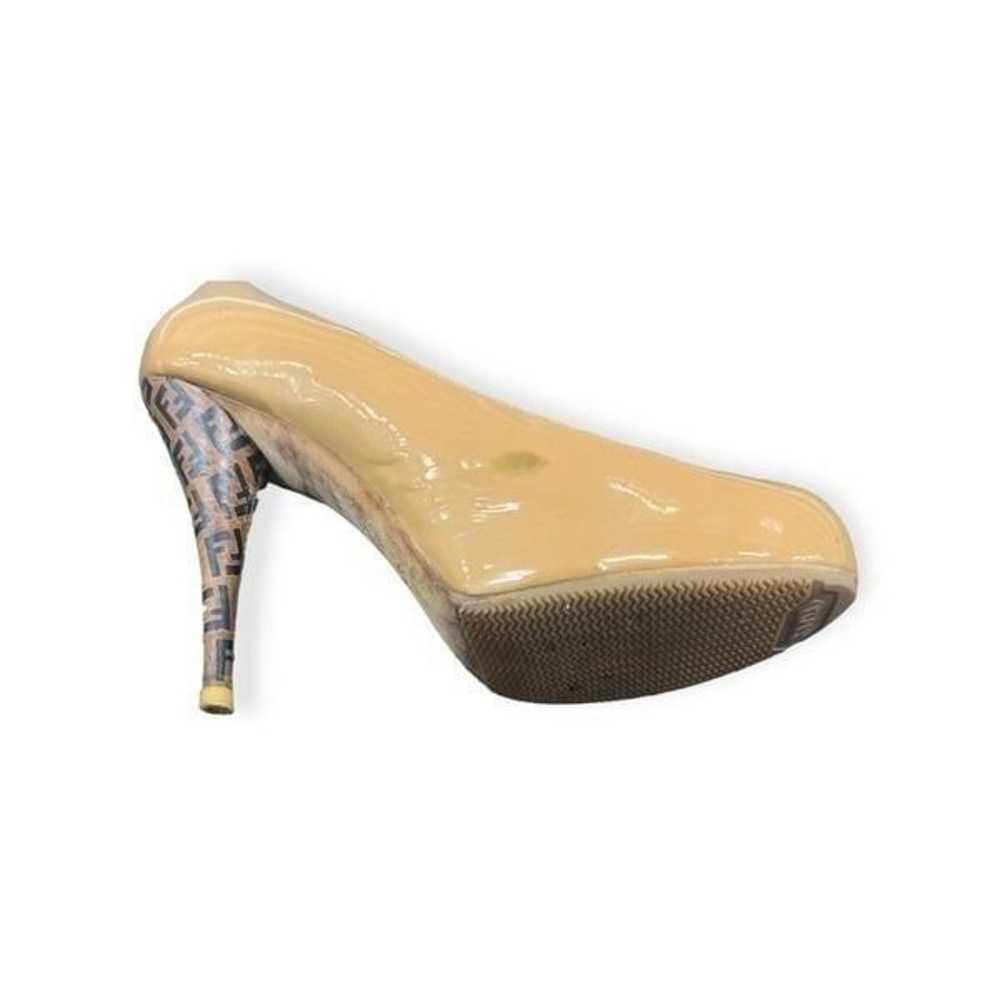 Fendi FF Women’s Patent Leather Beige Heels, 38 - image 3