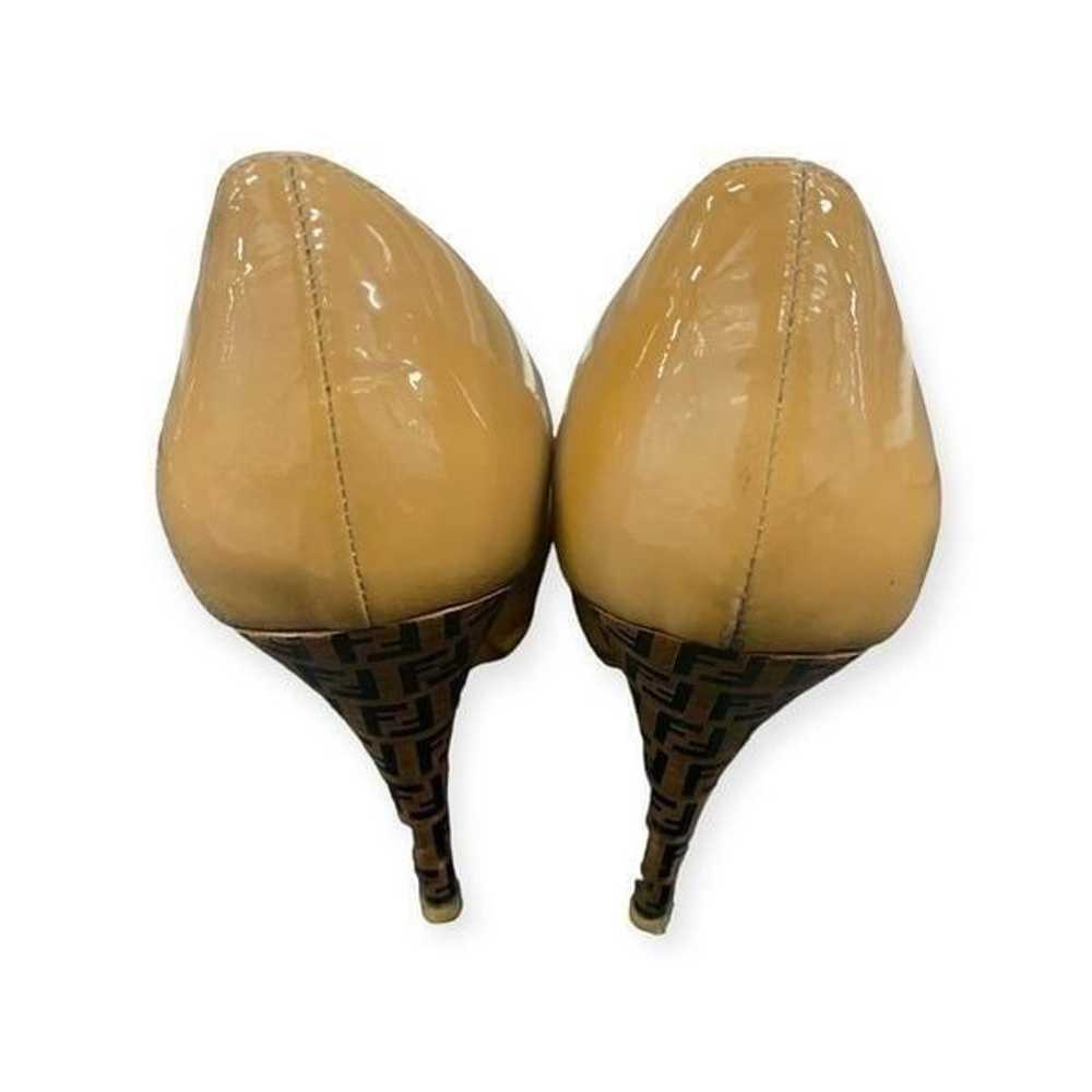 Fendi FF Women’s Patent Leather Beige Heels, 38 - image 5