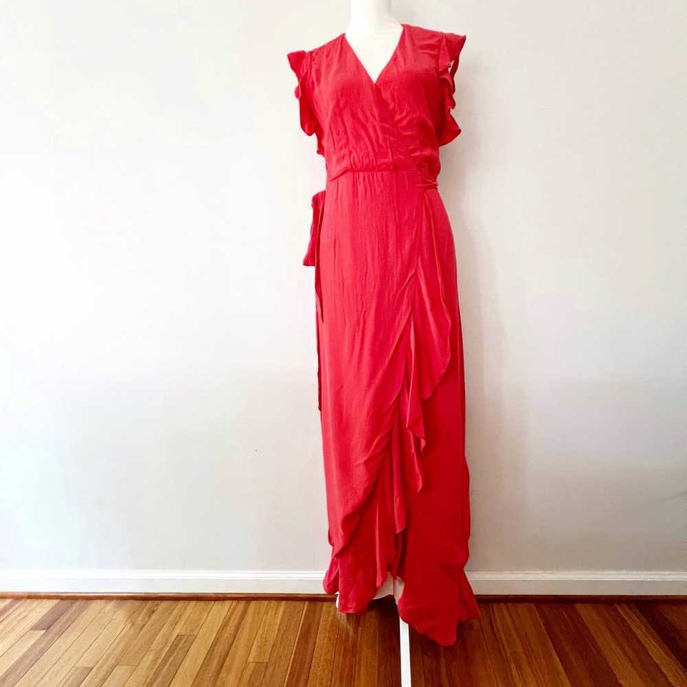 Express Ruffle Sleeveless V Neck Wrap Maxi Dress … - image 1