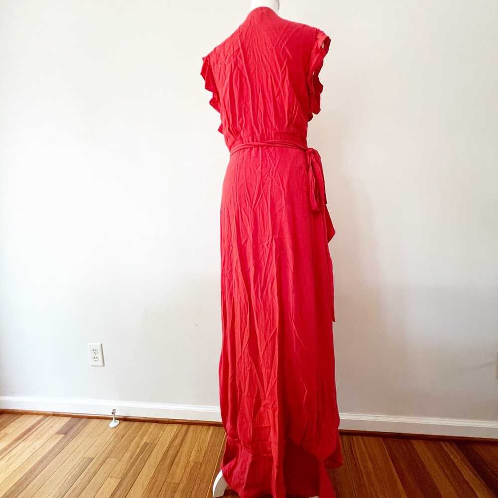 Express Ruffle Sleeveless V Neck Wrap Maxi Dress … - image 5