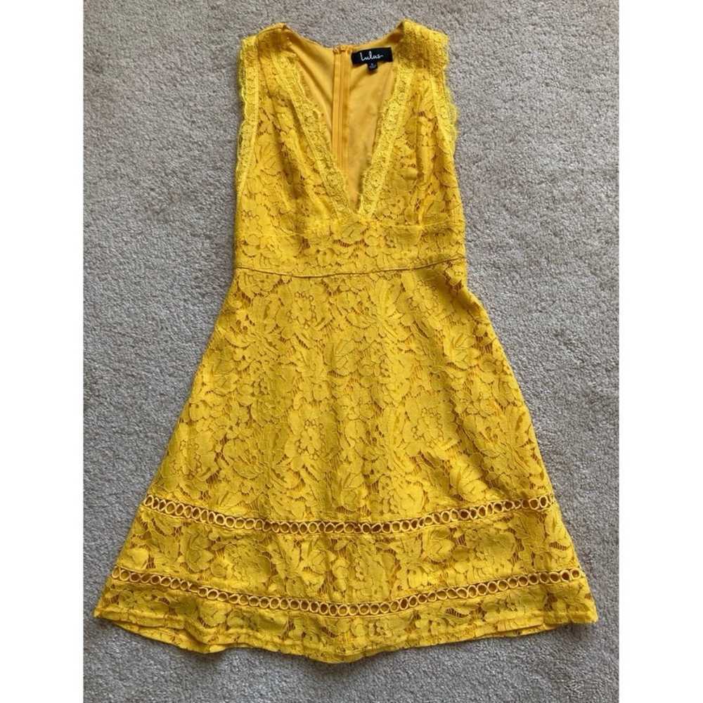 Lulus Mallory Golden Yellow Lace Skater Dress - image 2