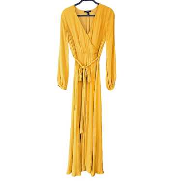 Forever 21 Satin Maxi Belted Dress M Yellow Gold W