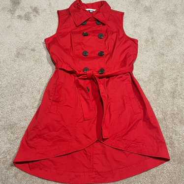 Cabi Size 8 Red Convertible Trench Coat Vest Dres… - image 1