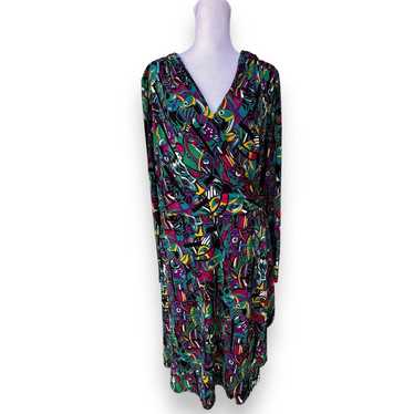Vicky Tiel Dress Wrap Dress Colorful Abstract Larg