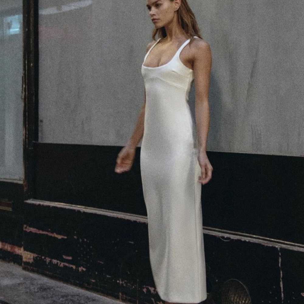 Zara White Fitted Midi Dress - image 1