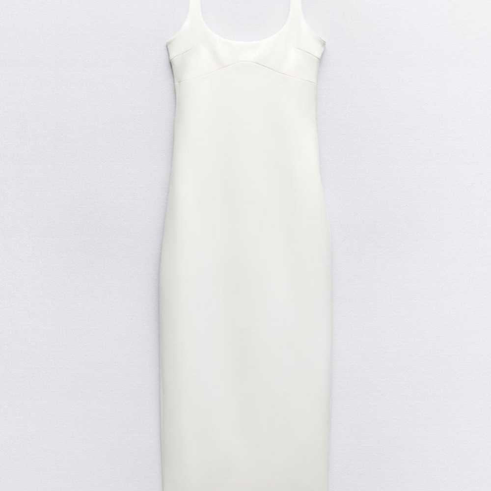 Zara White Fitted Midi Dress - image 2