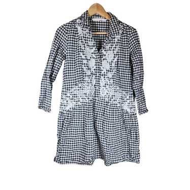 ZARA Black and White Gingham Floral Embroidered A… - image 1