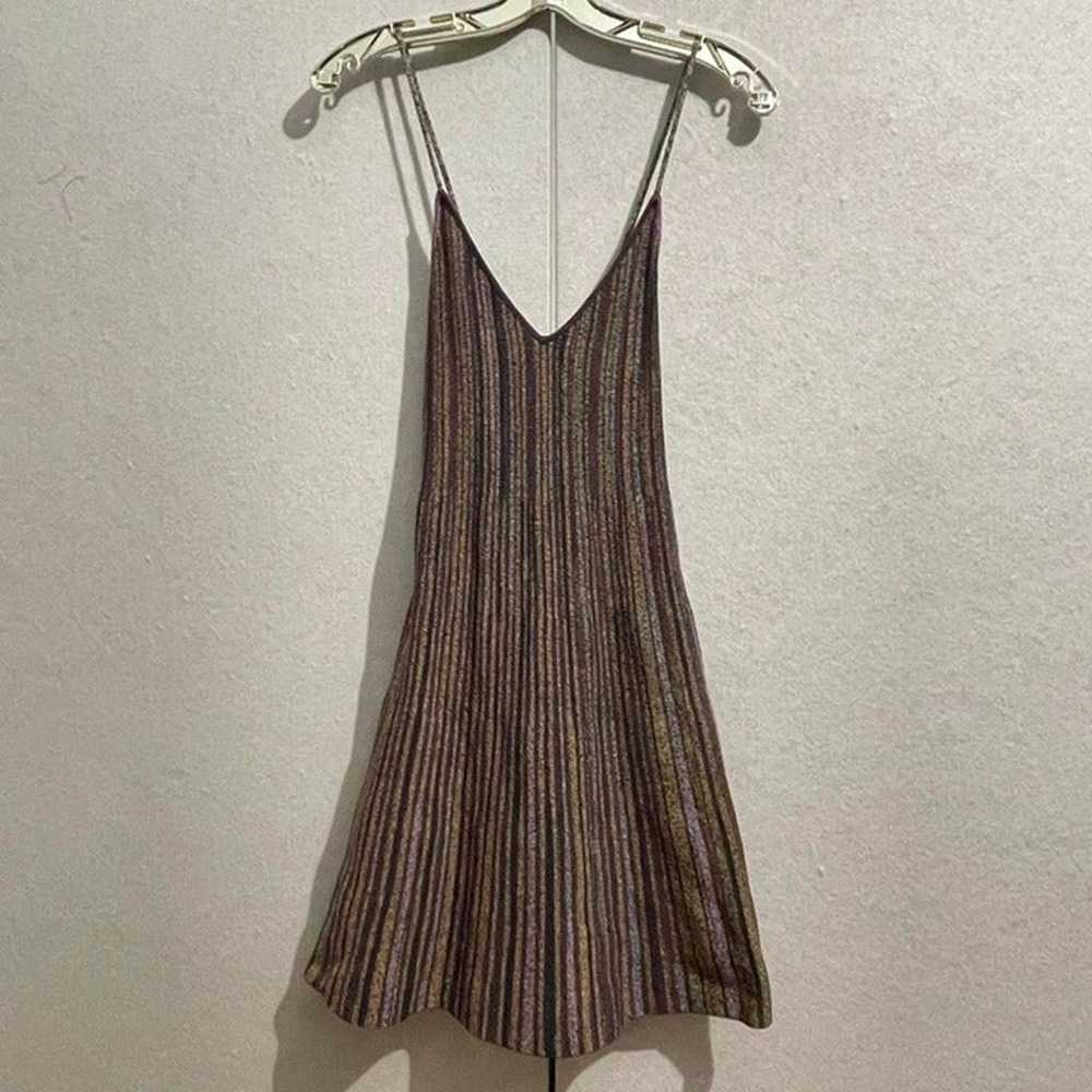 Zara striped multicolor dress size M stretchy knit - image 2