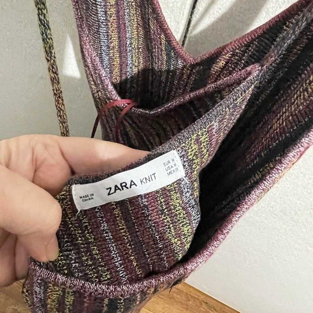 Zara striped multicolor dress size M stretchy knit - image 5