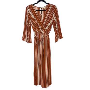 Miami Medium Rust Orange Cream Striped Jumpsuit T… - image 1