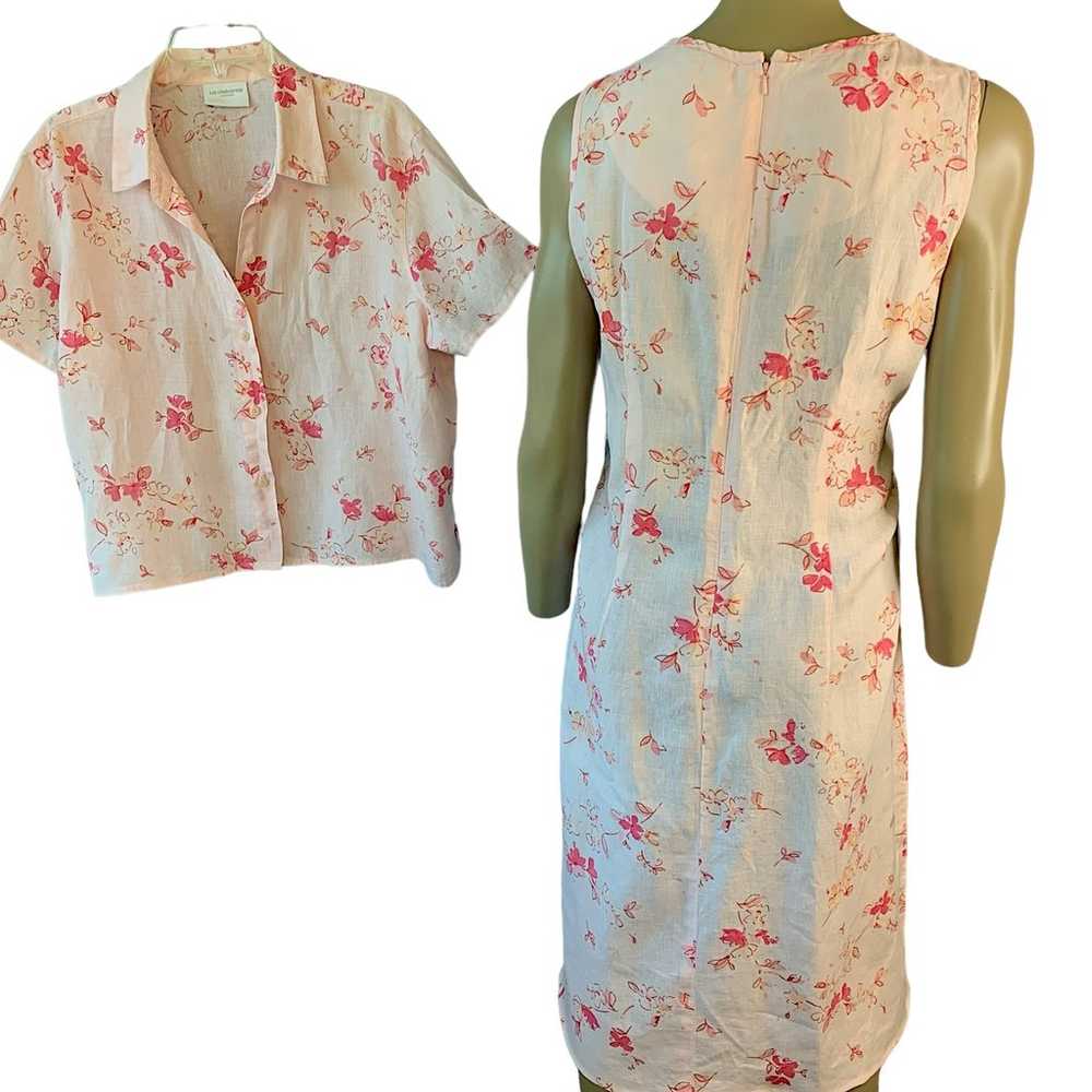Liz Claiborne 100% Linen 2 Piece Set Shirt Dress … - image 3