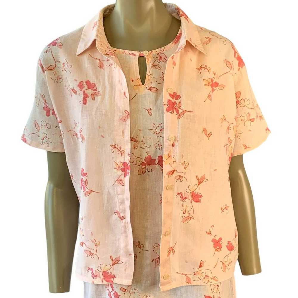 Liz Claiborne 100% Linen 2 Piece Set Shirt Dress … - image 4