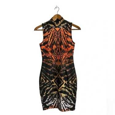 Venus Orange Black Animal Print Sleeveless Dress