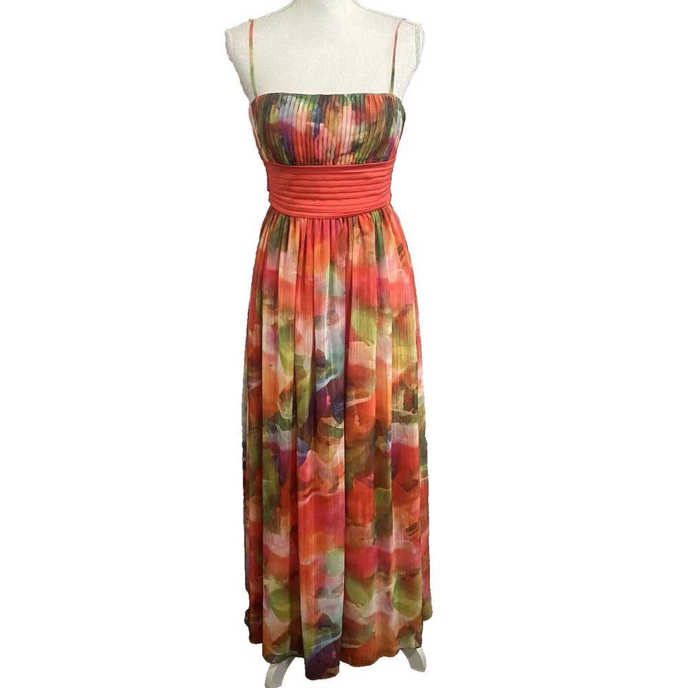 Eliza J Maxi Strappy Dress Sz 4 Chiffon Ribbon Co… - image 1