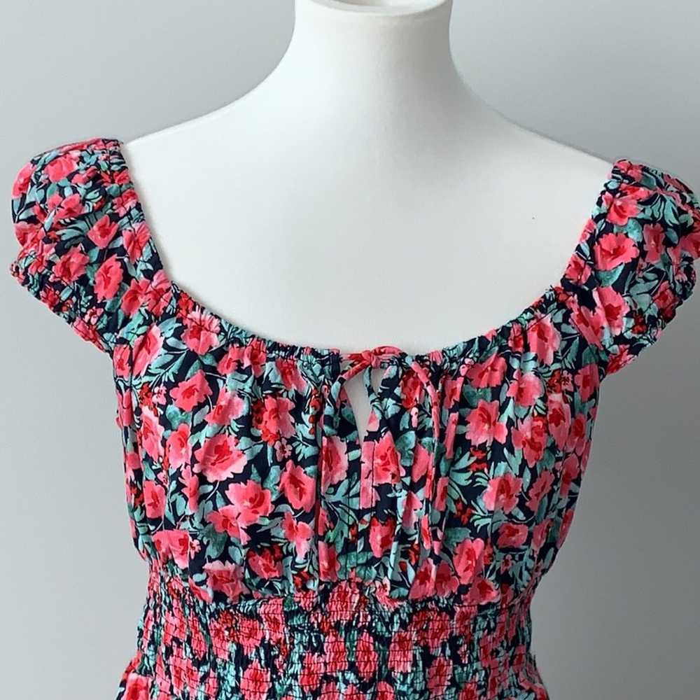 Old Navy Floral Spring Smocked Waist Mini Dress S… - image 2