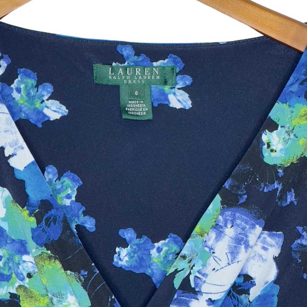 LAUREN Ralph Lauren Dress Size 8 Blue Green Flora… - image 3