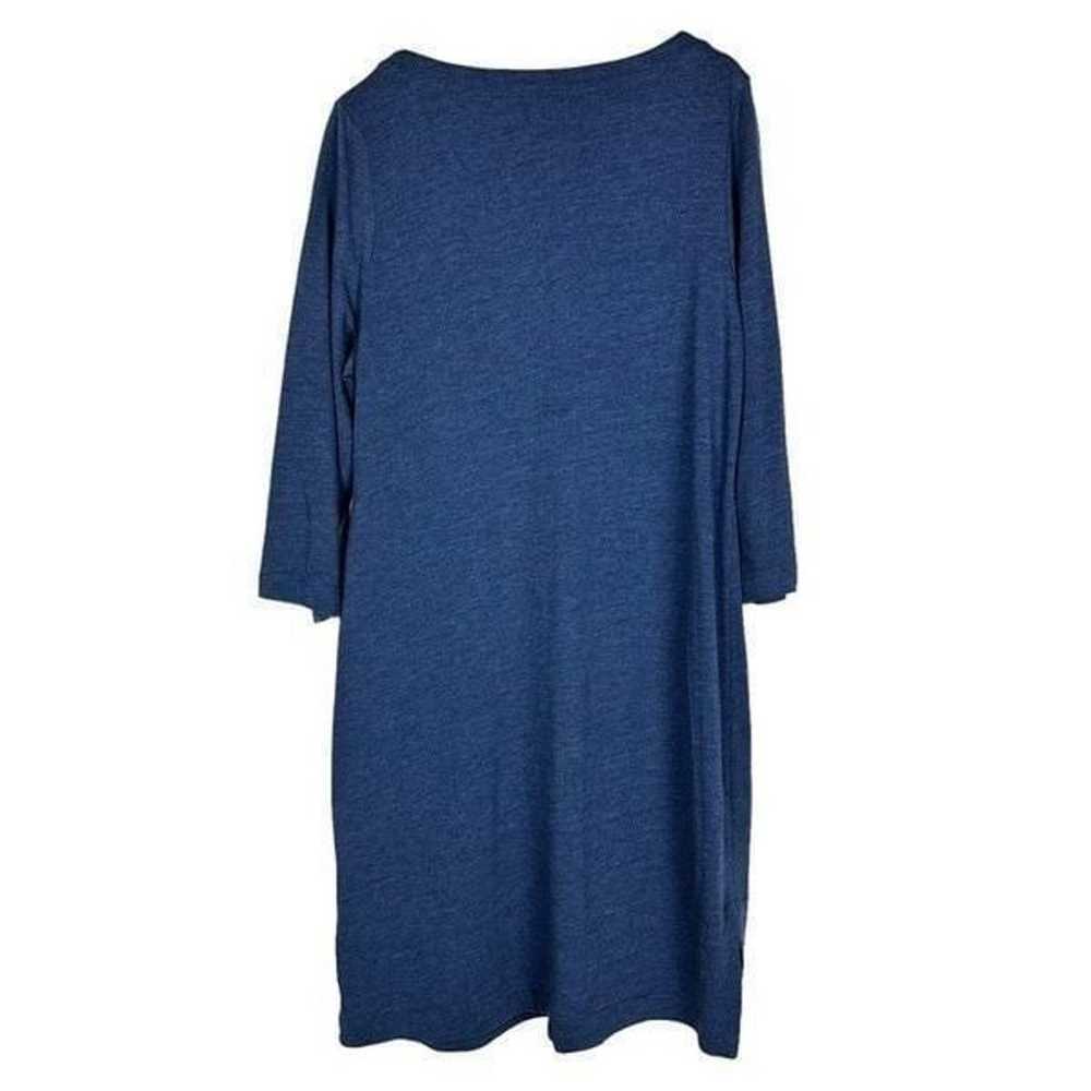 J. Peterman Dress Large Blue Cotton Blend V neck - image 2