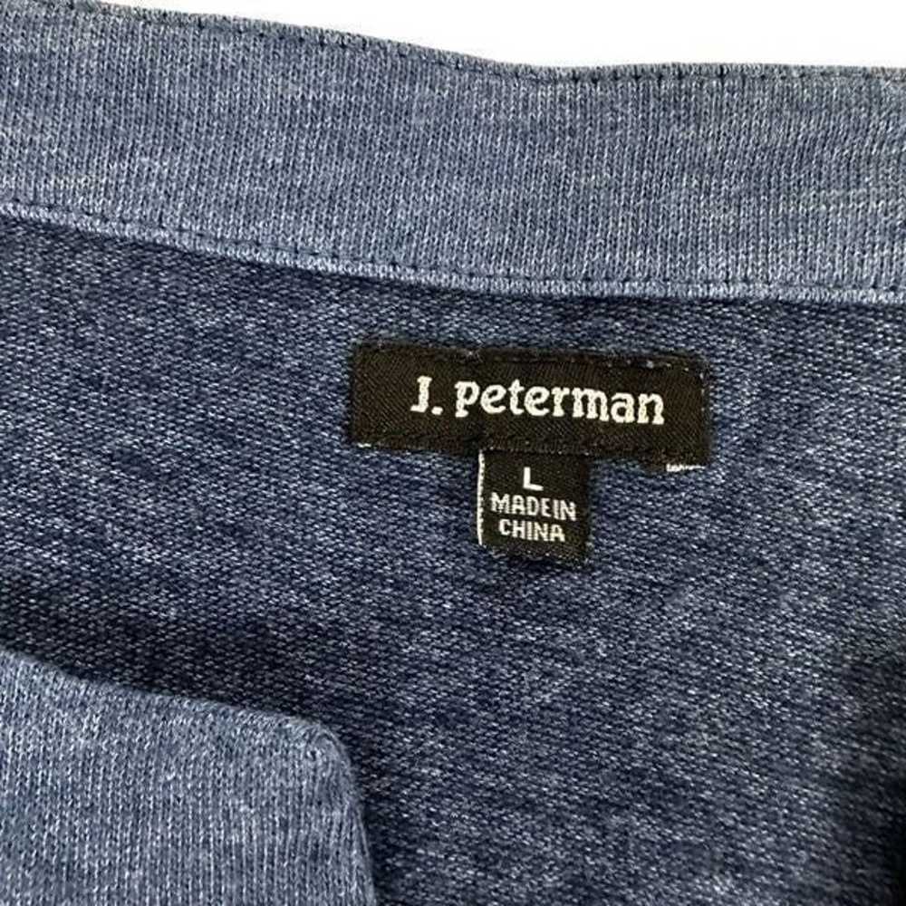 J. Peterman Dress Large Blue Cotton Blend V neck - image 3
