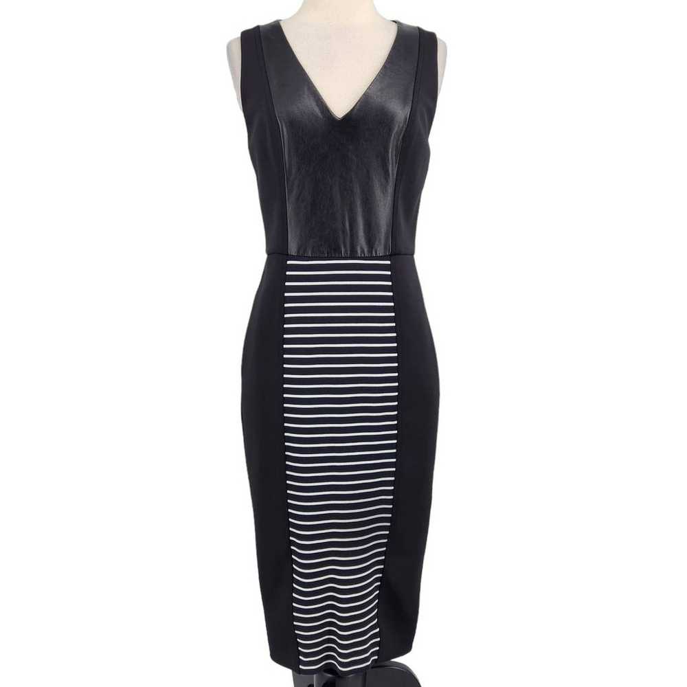 Rachel Roy Faux Leather Panel Stripe Pencil Dress… - image 1