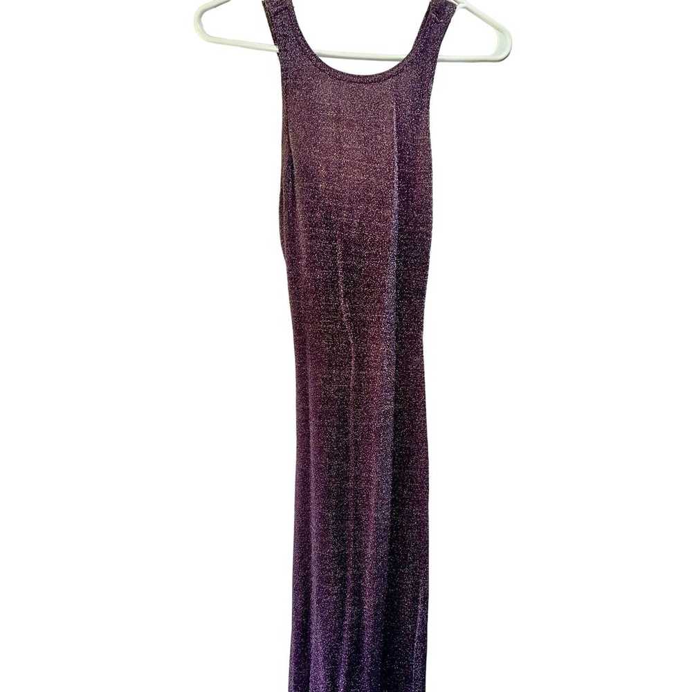 Vintage 90s Y2K Plum Sparkly Open Back Dress Long… - image 1