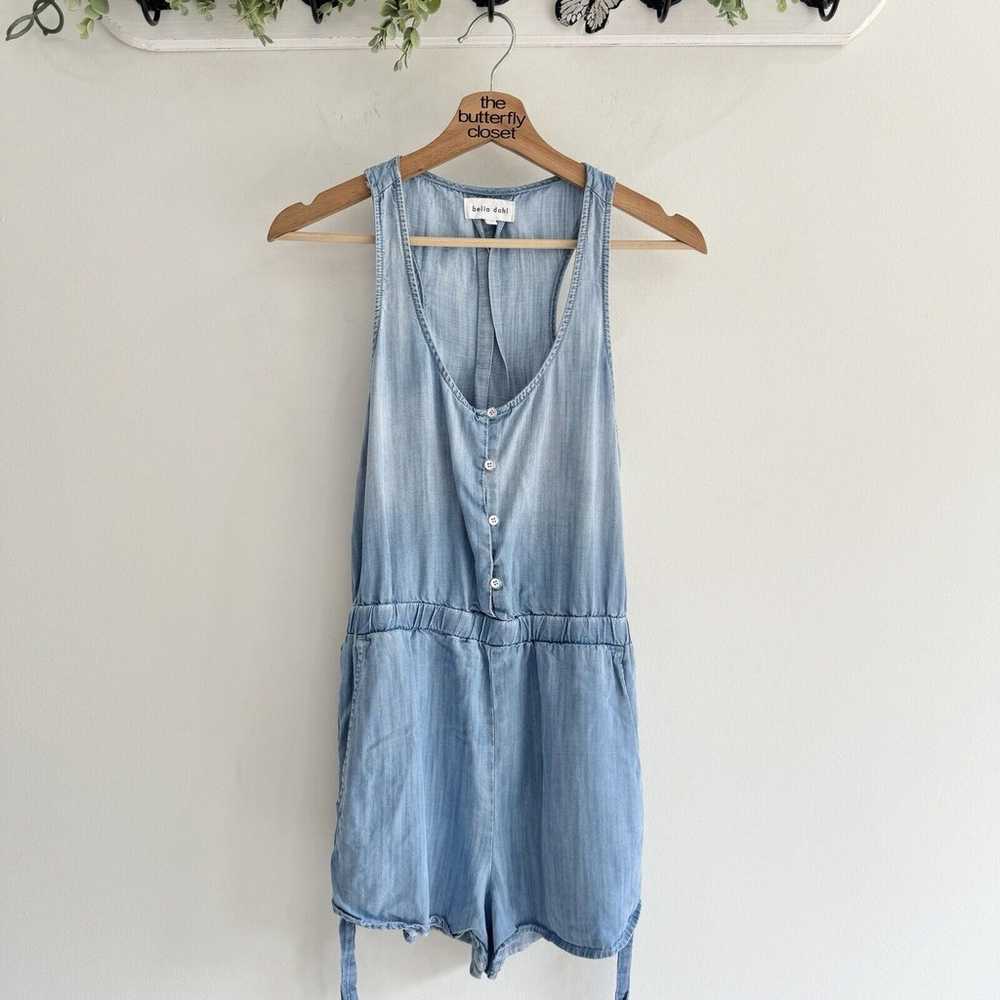 bella dahl chambray Belted Shorts Romper Small - image 1